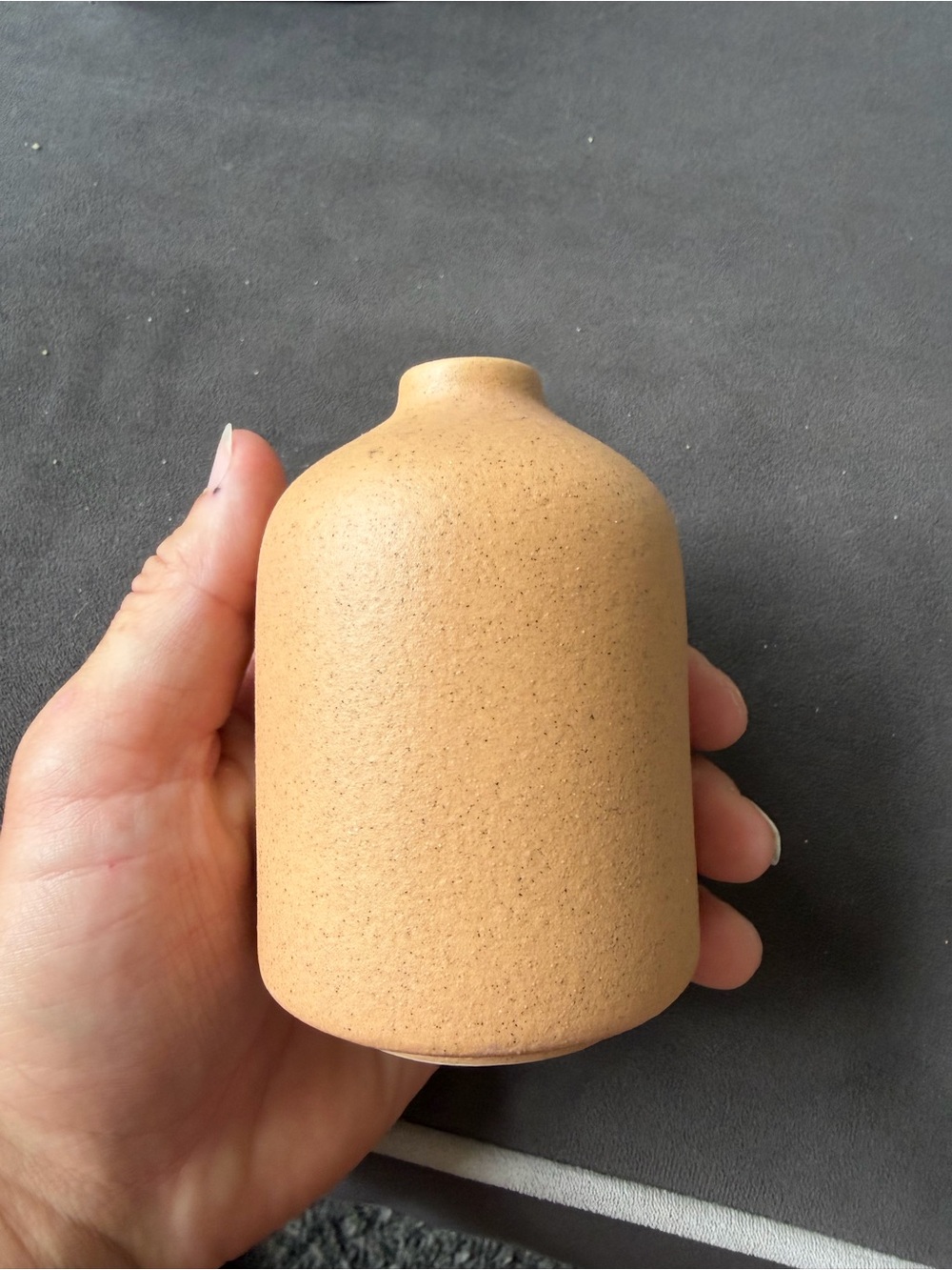 Minimalist Tan Ceramic Bud Vase - Neutral Home Art Accent